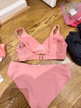 lululemon athletica Ribbed Rose Pink Bikini Top & High-Rise Bottoms
